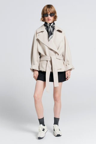 Cropped Underground Coat Ecru