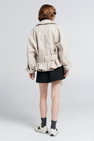 Cropped Underground Coat Ecru