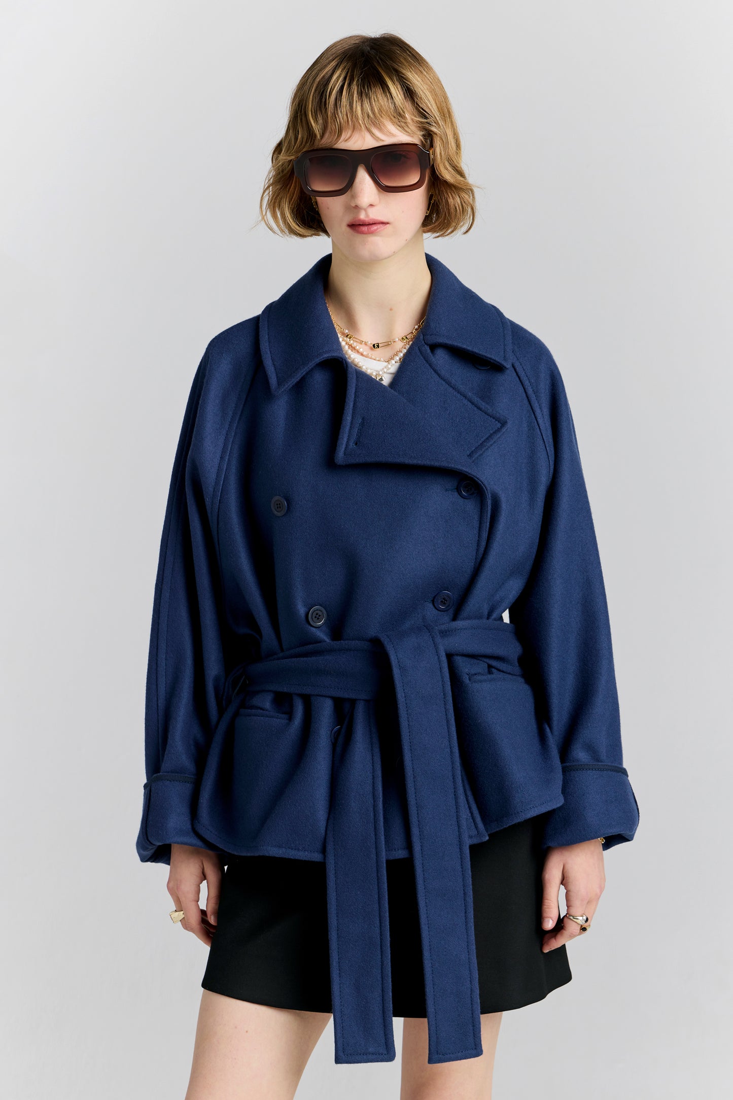 Cropped Underground Coat Navy