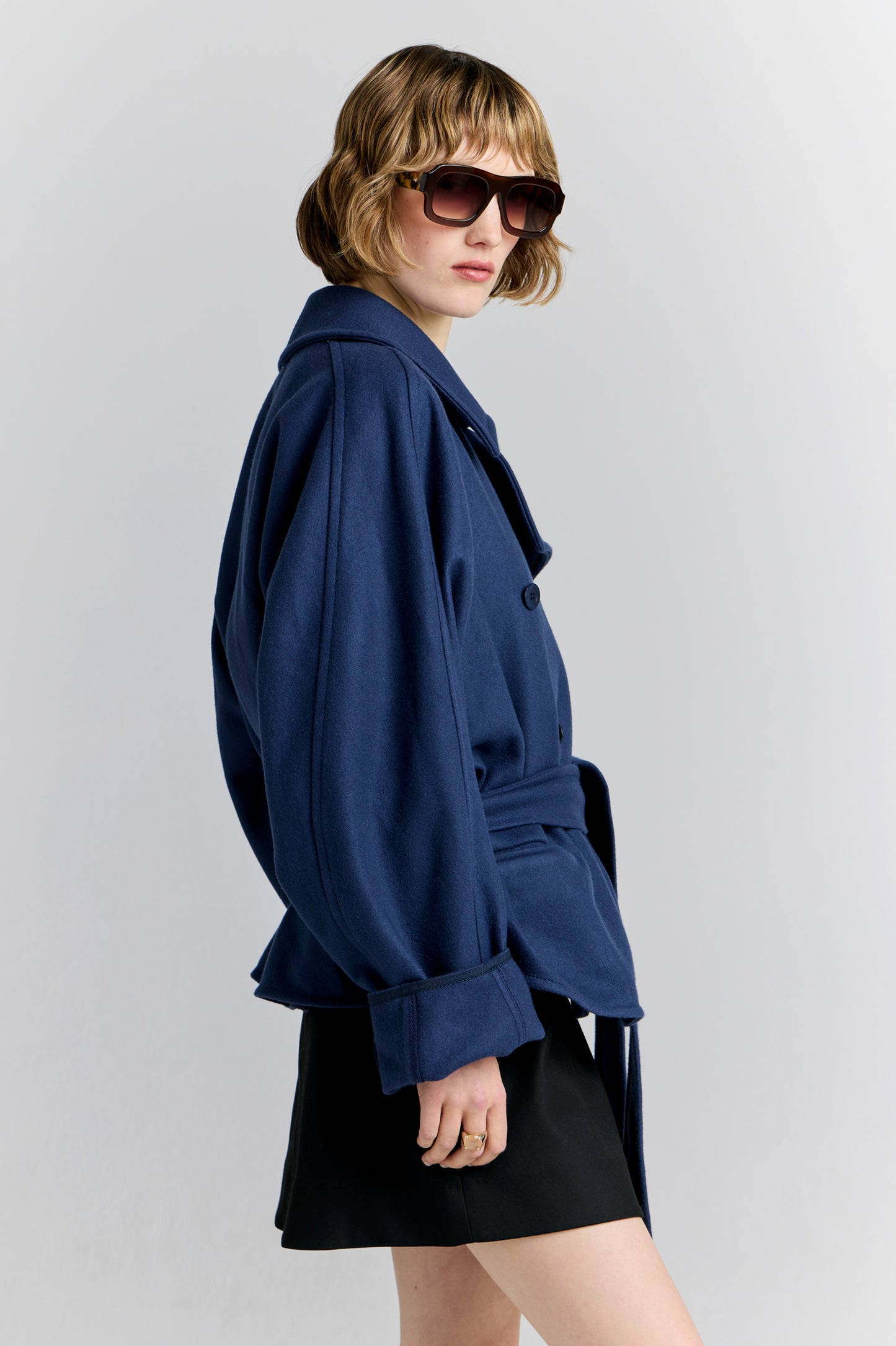 Cropped Underground Coat Navy