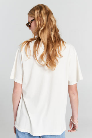 Embroidered Runaway Girl Classic Organic Cotton T-Shirt Ecru
