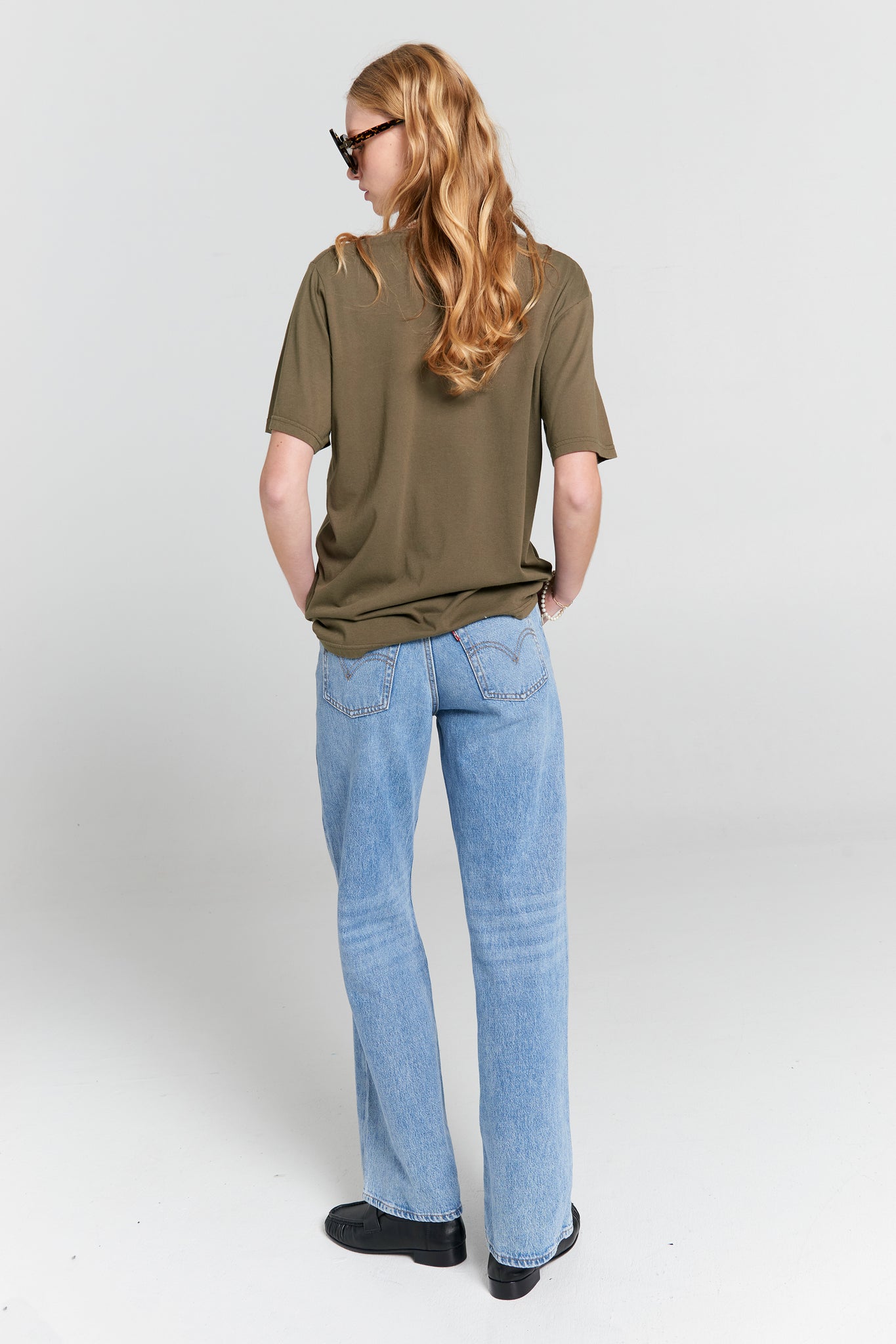 Embroidered Runaway Girl Classic Organic Cotton T-Shirt Hunter Green