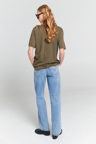 Embroidered Runaway Girl Classic Organic Cotton T-Shirt Hunter Green