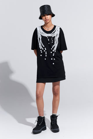 Broken Pearls Organic Cotton T-Shirt Black