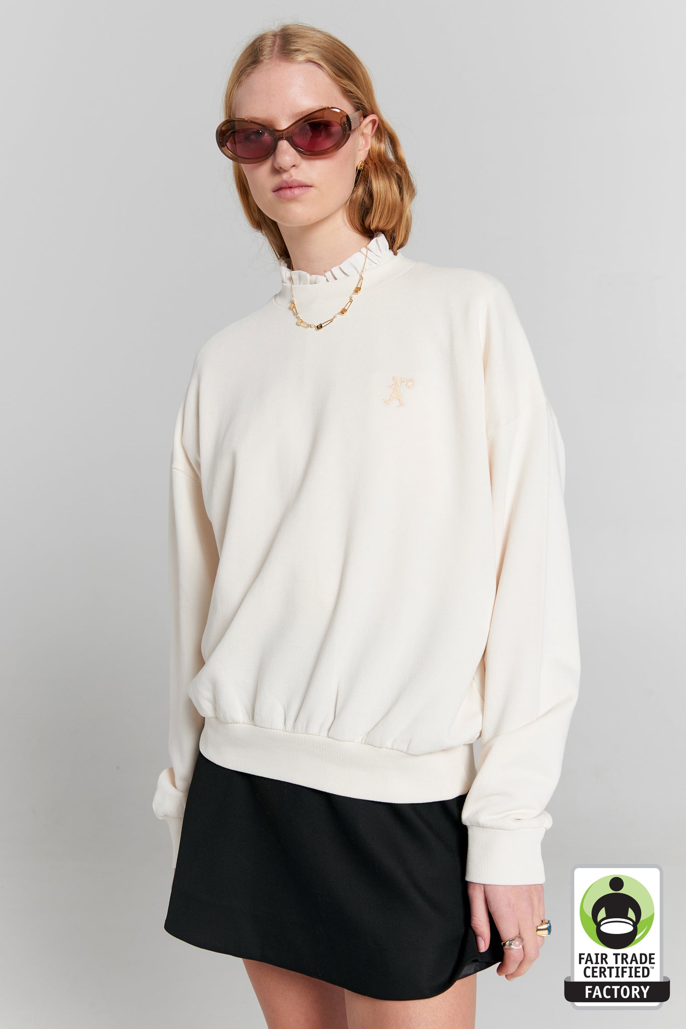 Runaway Girl Organic Cotton Crewneck Sweatshirt Ecru