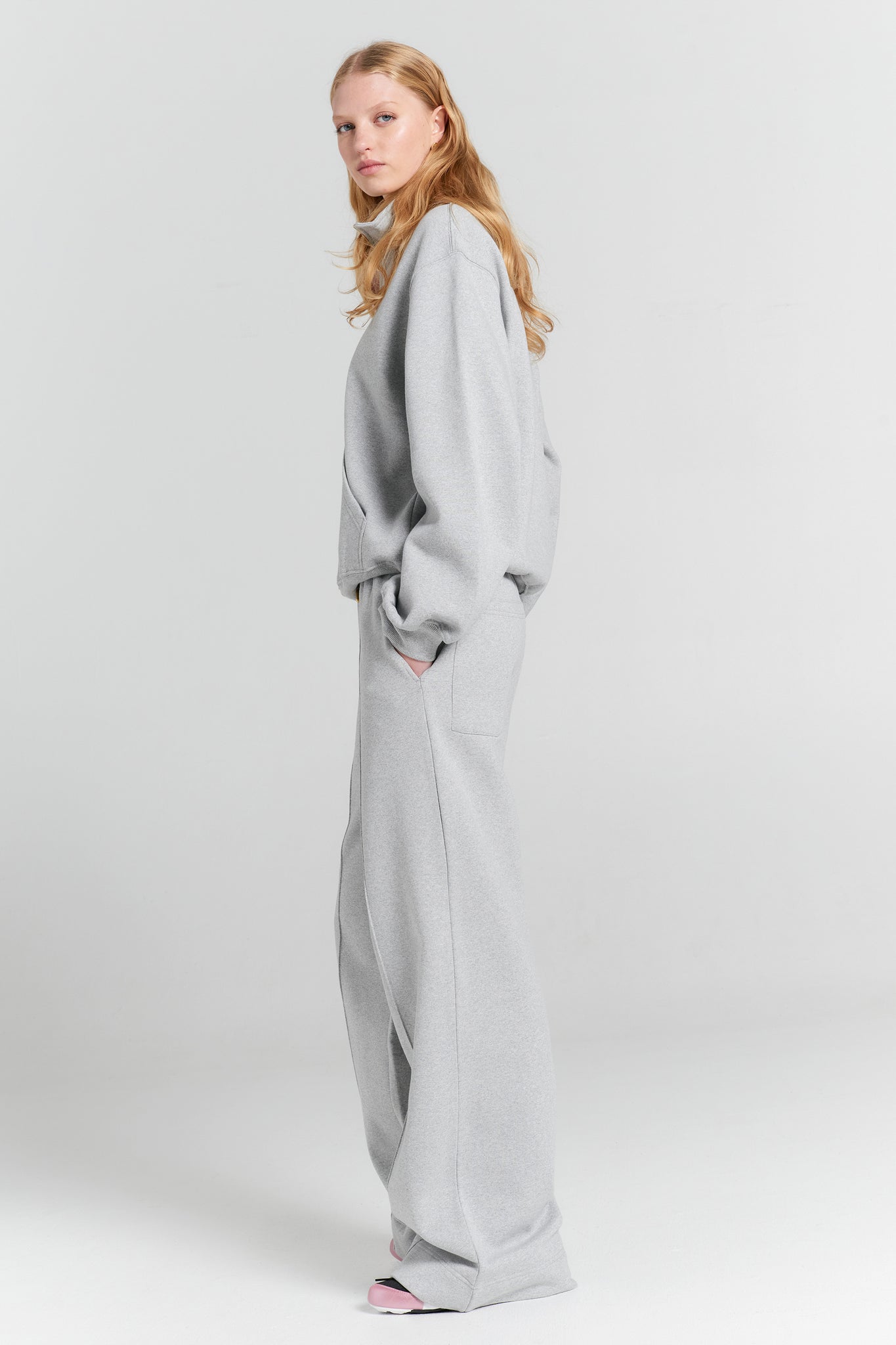 Runaway Girl Zip-Up Sweatshirt Grey Marle