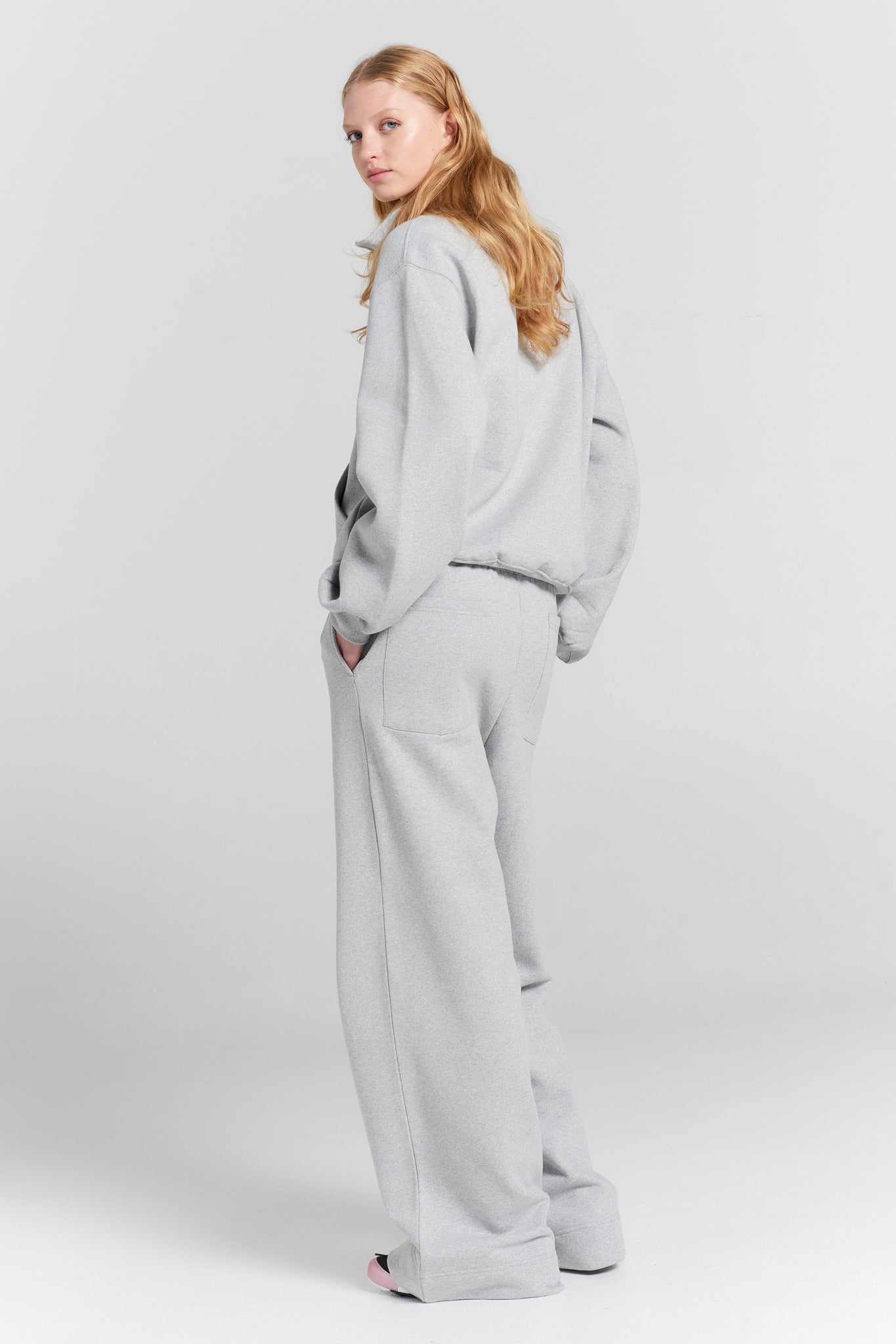 Runaway Girl Zip-Up Sweatshirt Grey Marle