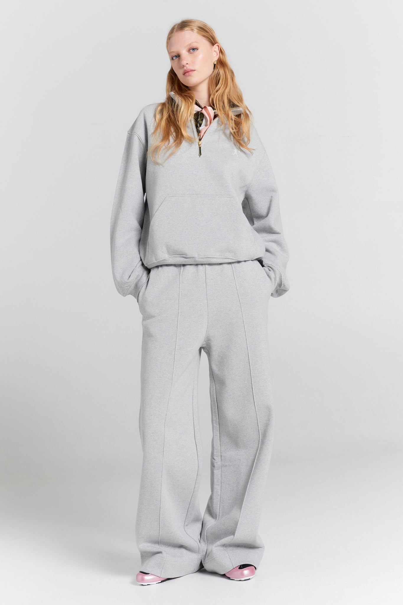 Runaway Girl Zip-Up Sweatshirt Grey Marle