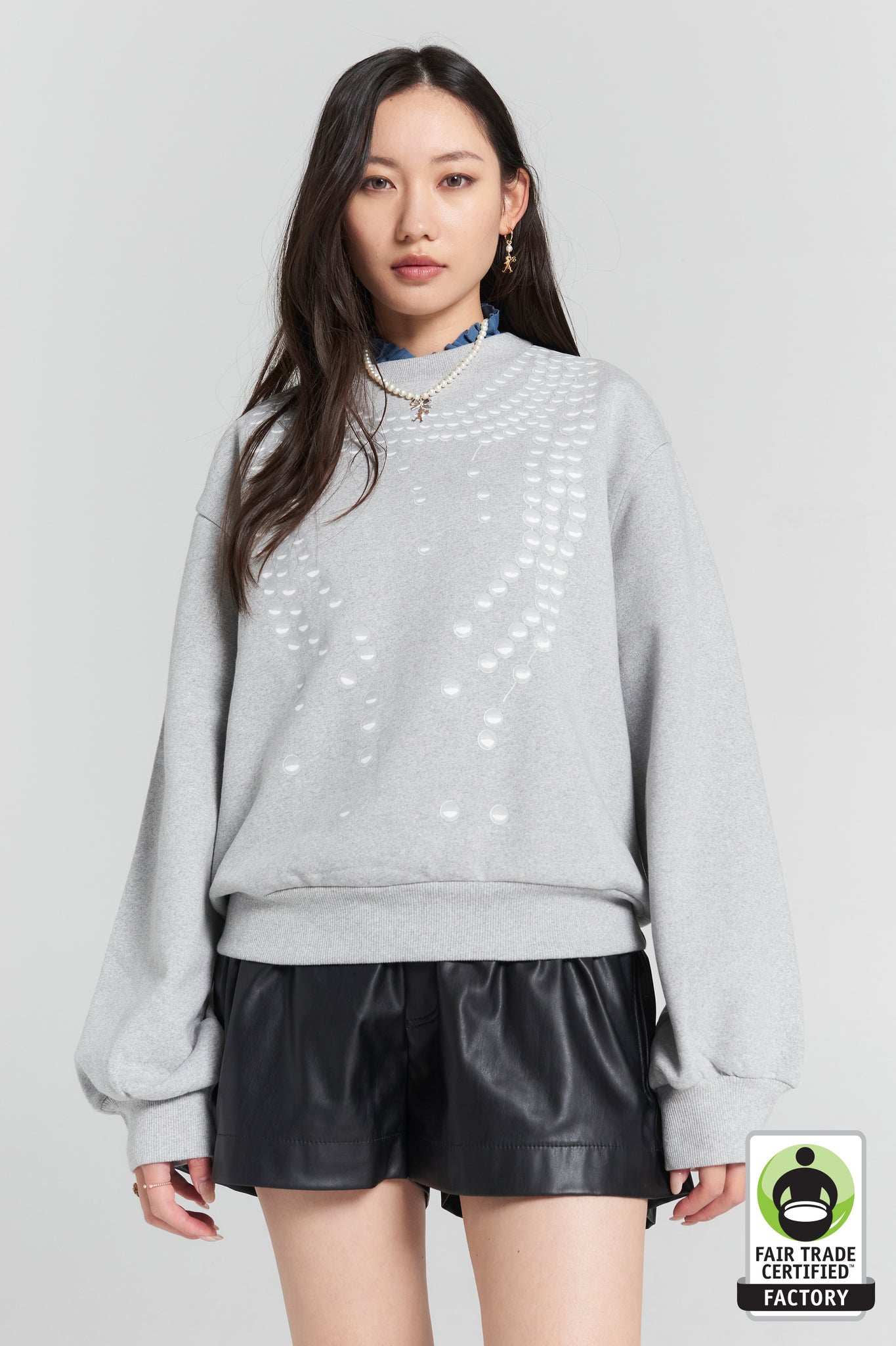 Broken Pearls Crewneck Sweatshirt Grey Marle