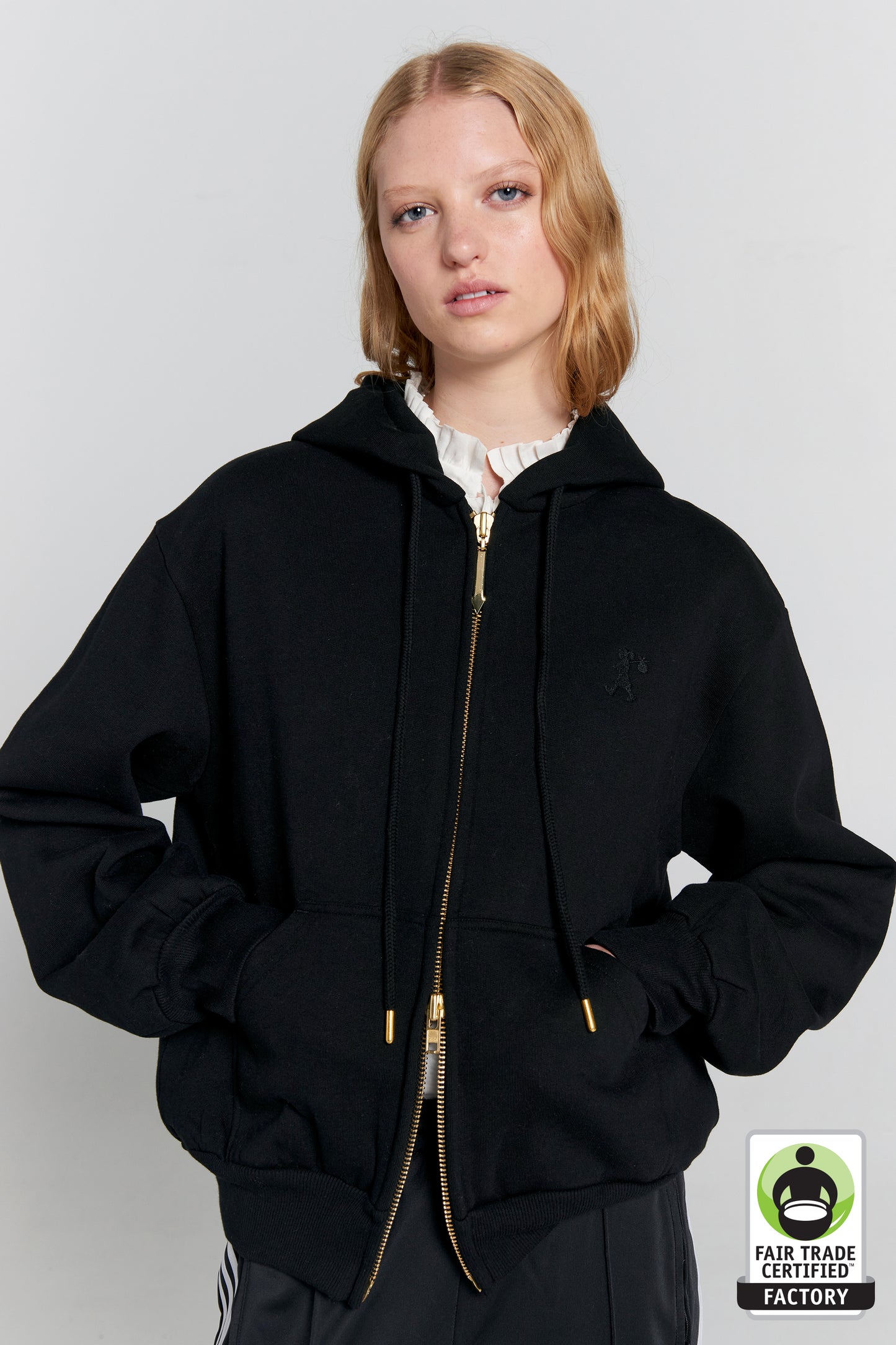 Runaway Scrawl Cropped Oversized Hoodie Black