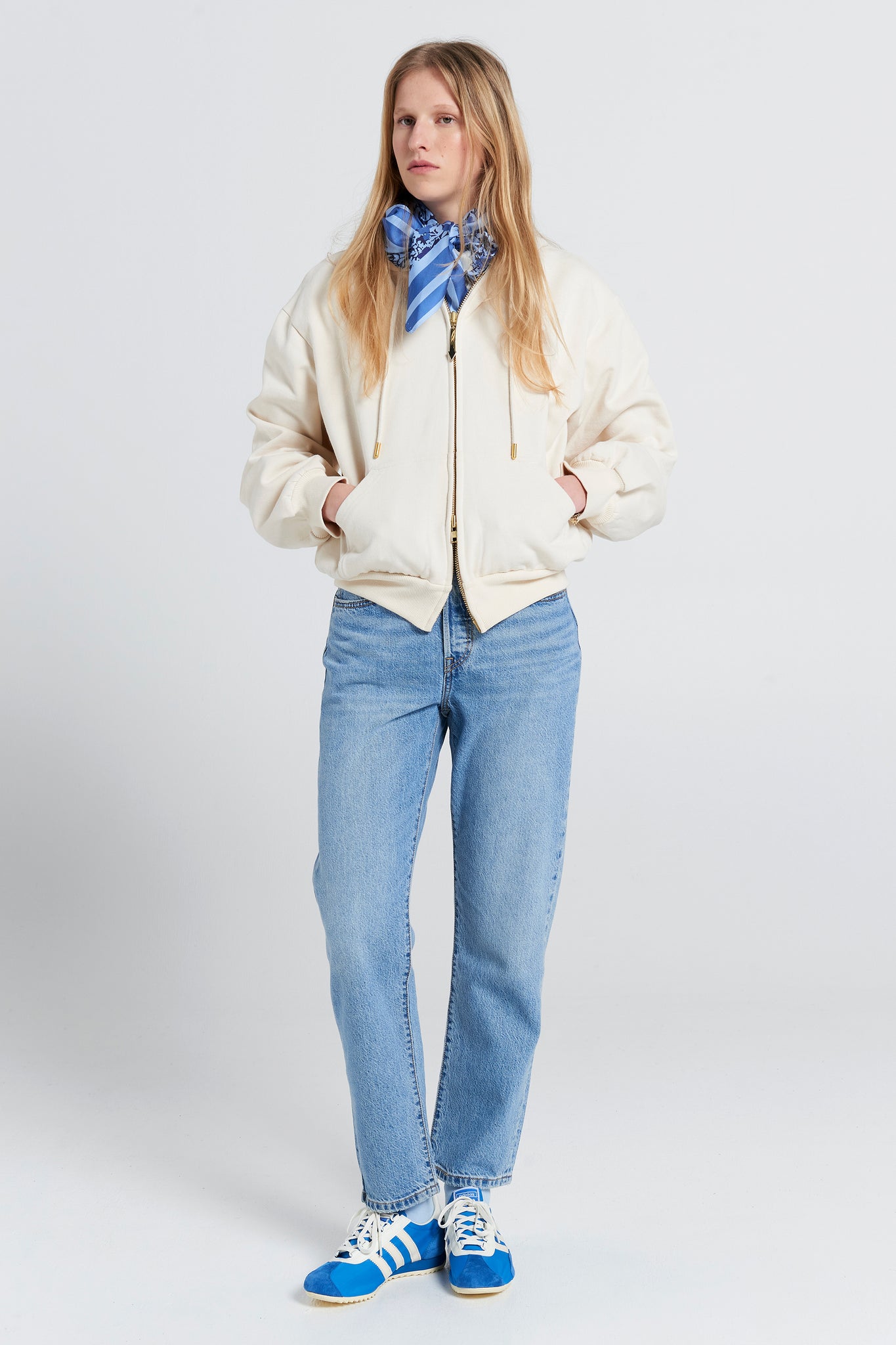 Runaway Scrawl Cropped Oversized Hoodie Ecru