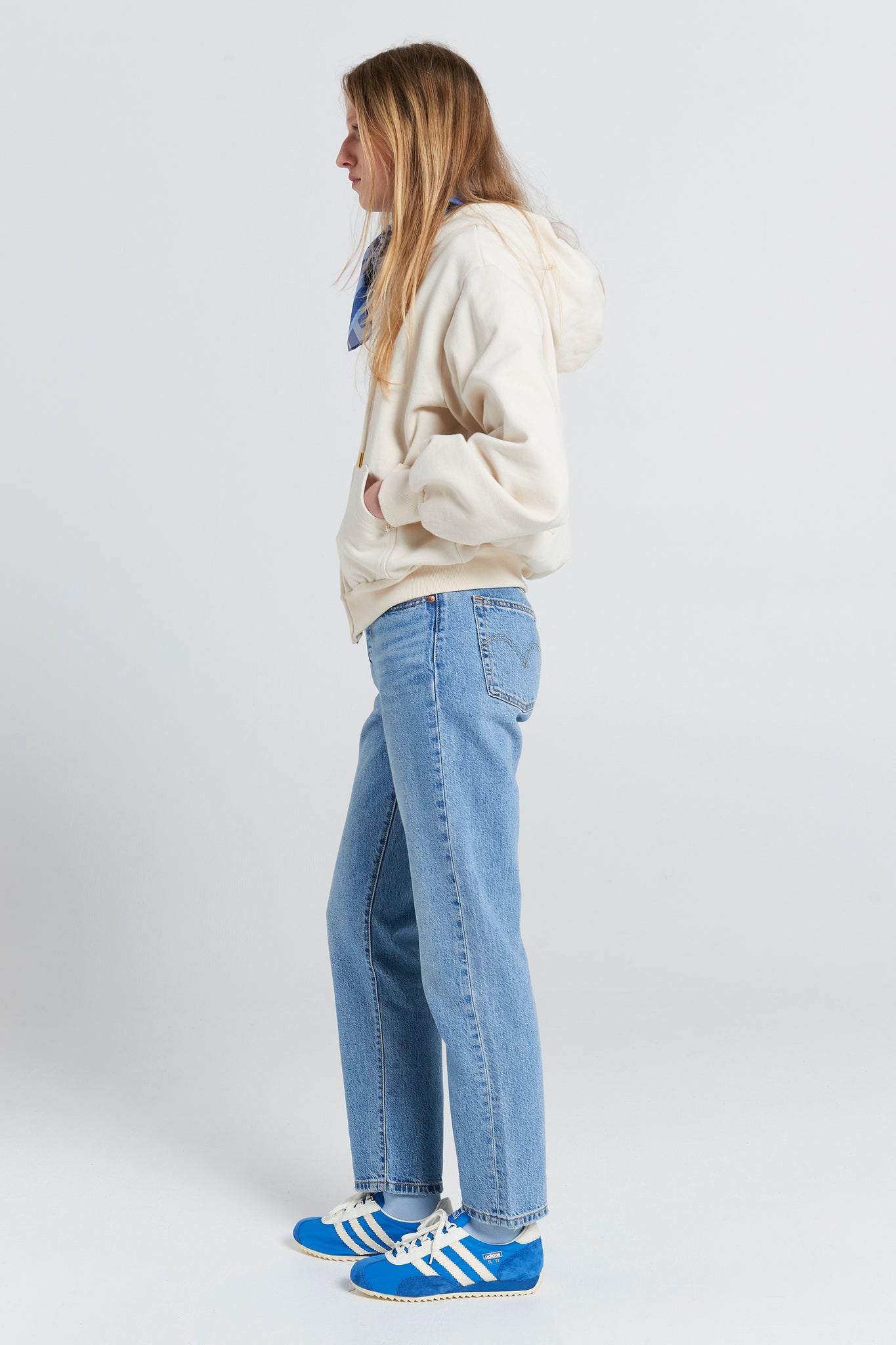 Runaway Scrawl Cropped Oversized Hoodie Ecru