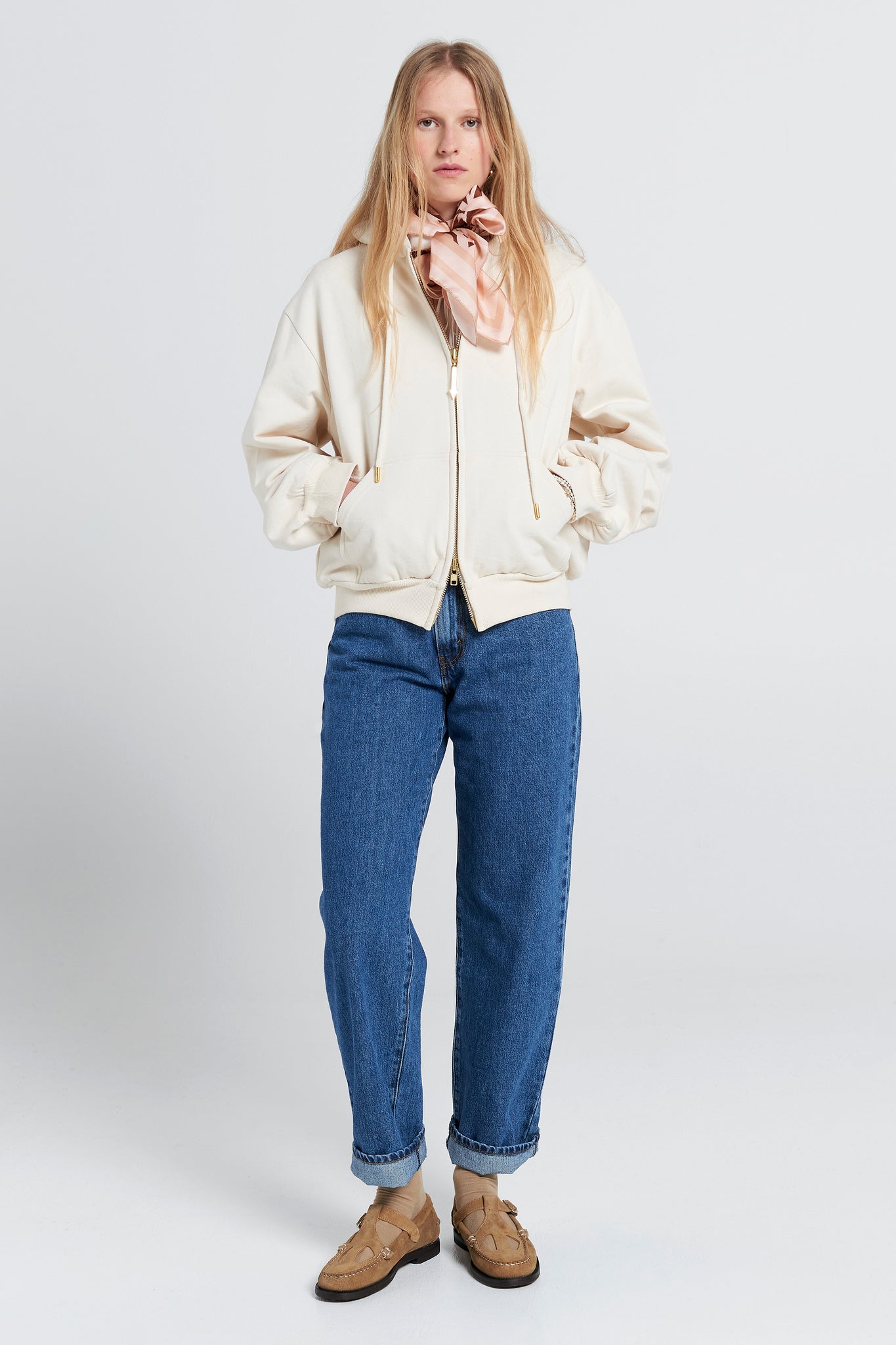 Walker Cropped Oversized Hoodie Ecru