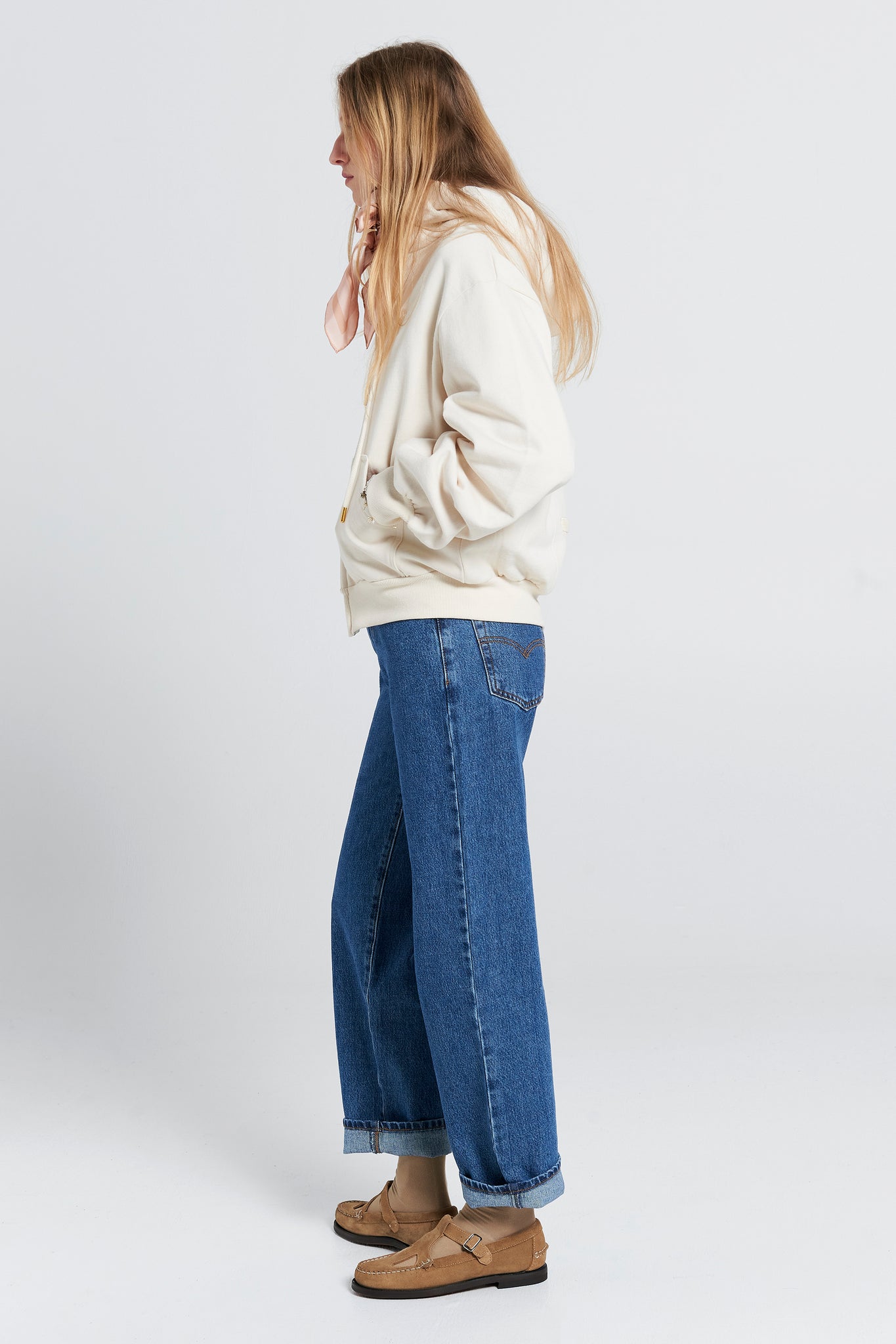 Walker Cropped Oversized Hoodie Ecru