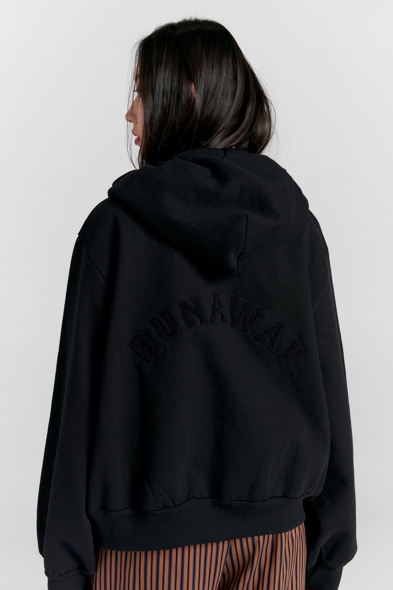 Runaway College Cropped Oversized Hoodie Black