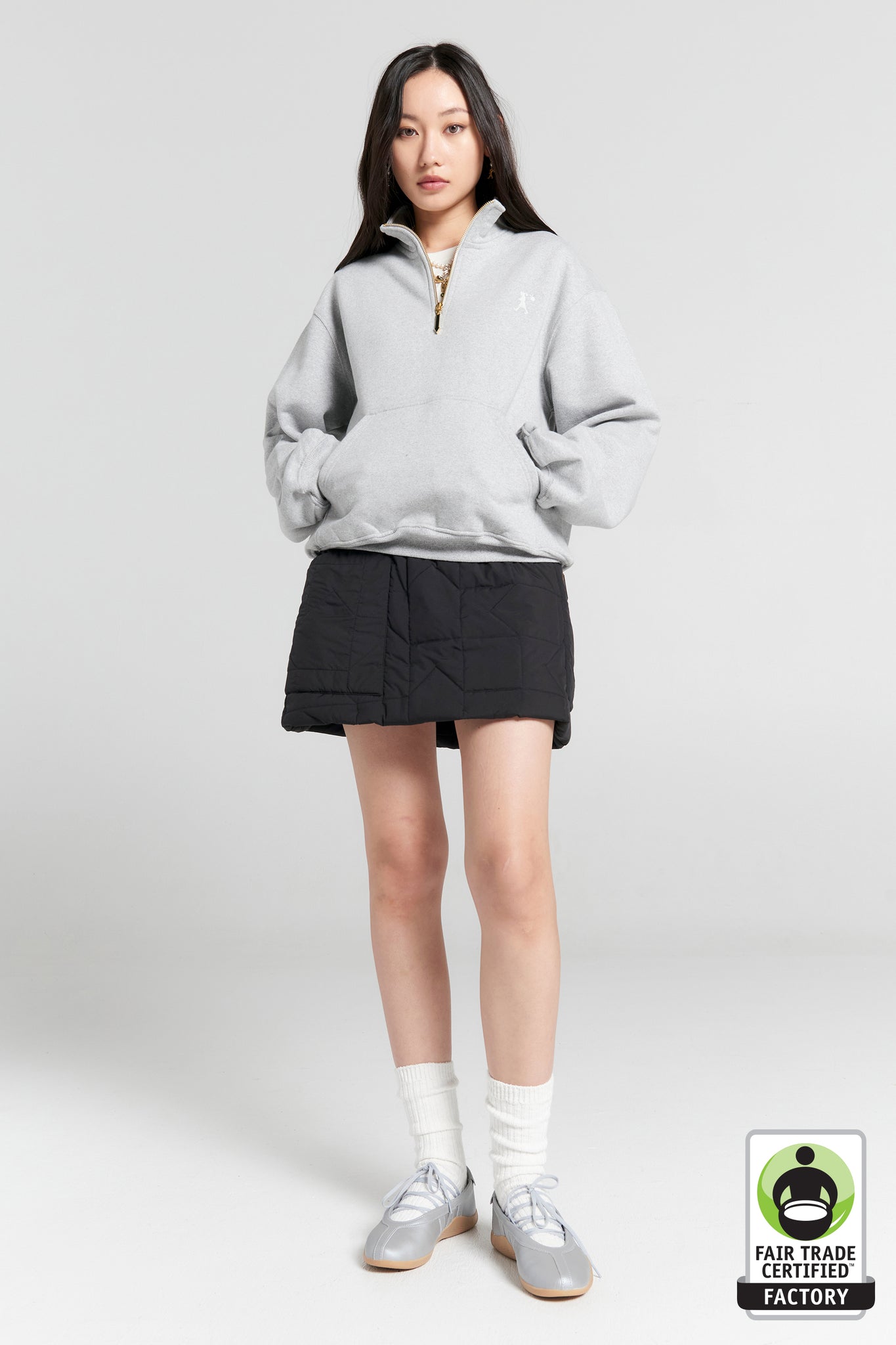 Runaway Scrawl Zip-Up Sweatshirt Grey Marle
