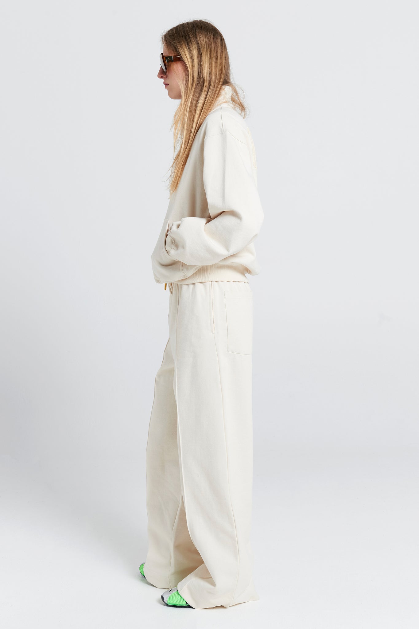 Runaway Scrawl Zip-Up Sweatshirt Ecru