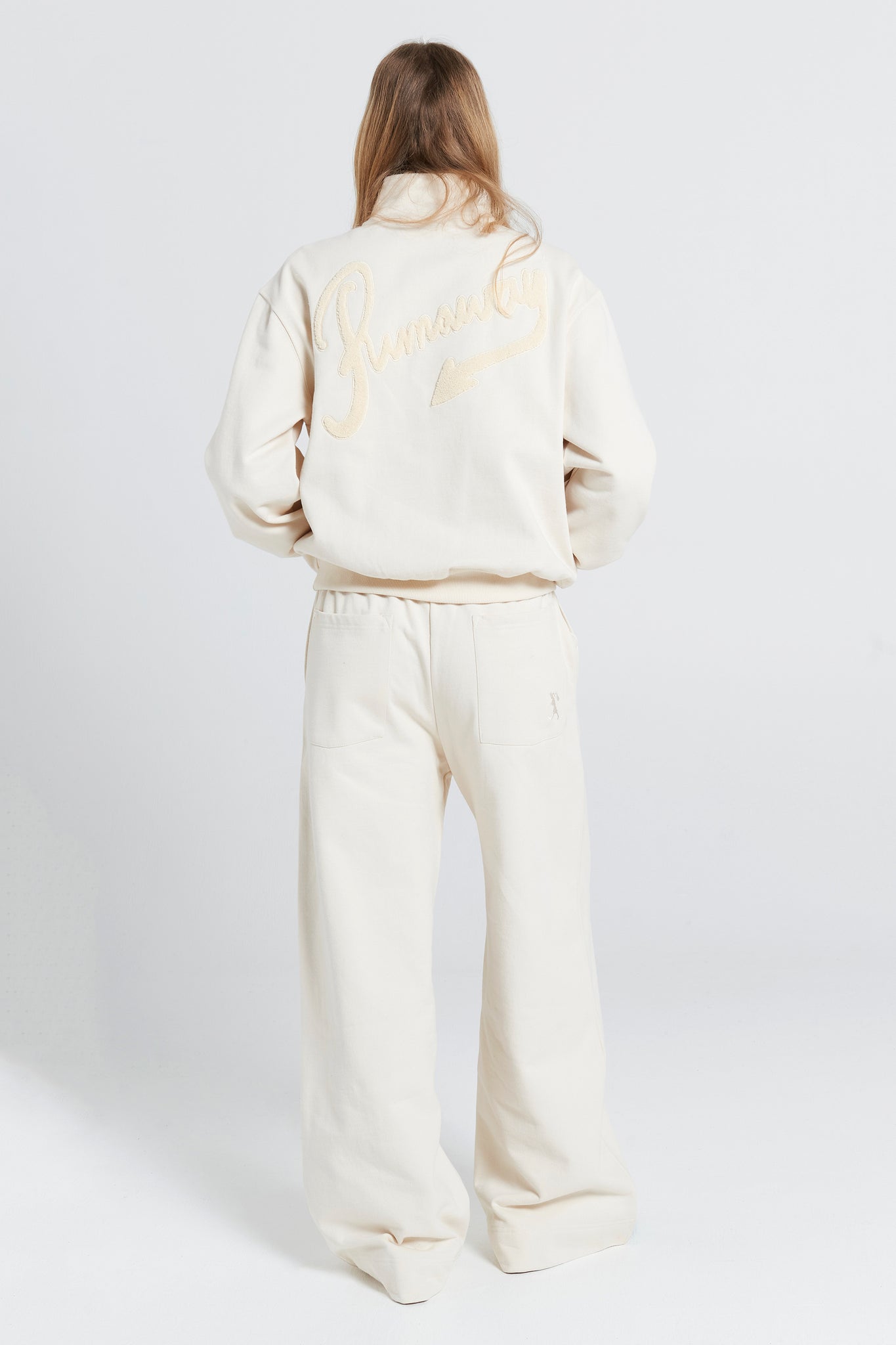 Runaway Scrawl Zip-Up Sweatshirt Ecru