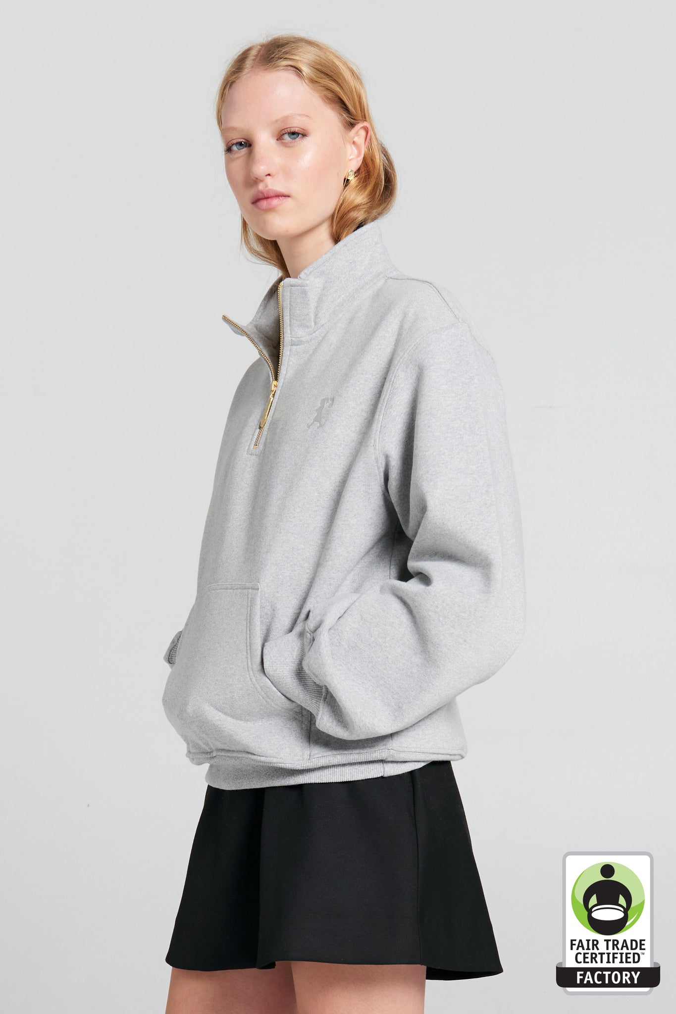 Runaway College Zip-Up Sweatshirt Grey Marle