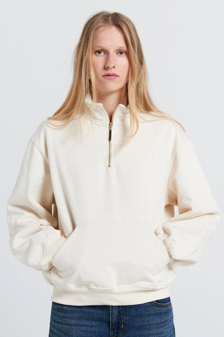 Runaway College Zip-Up Sweatshirt Ecru