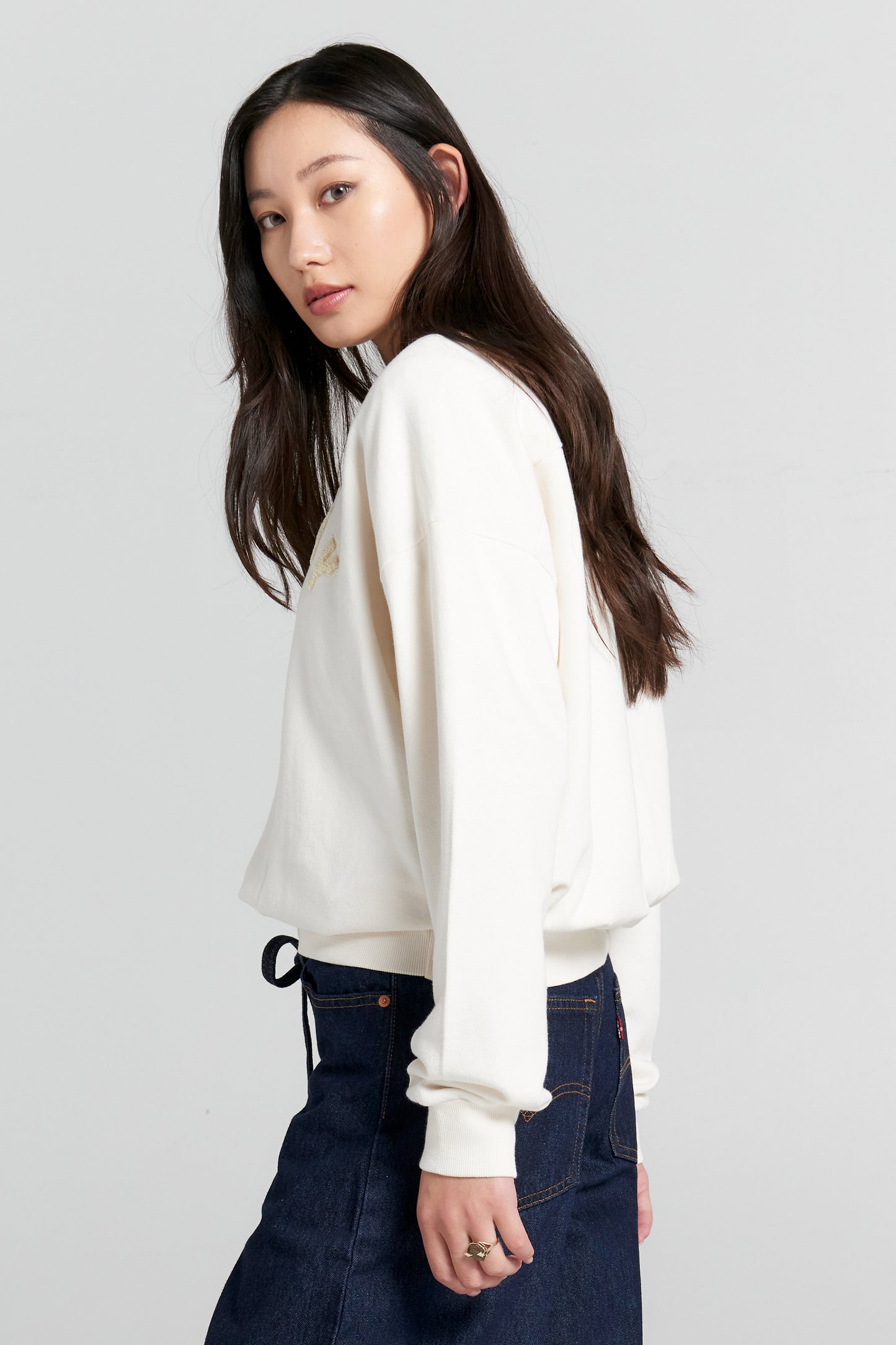 Runaway College Organic Cotton Crewneck Sweatshirt Ecru