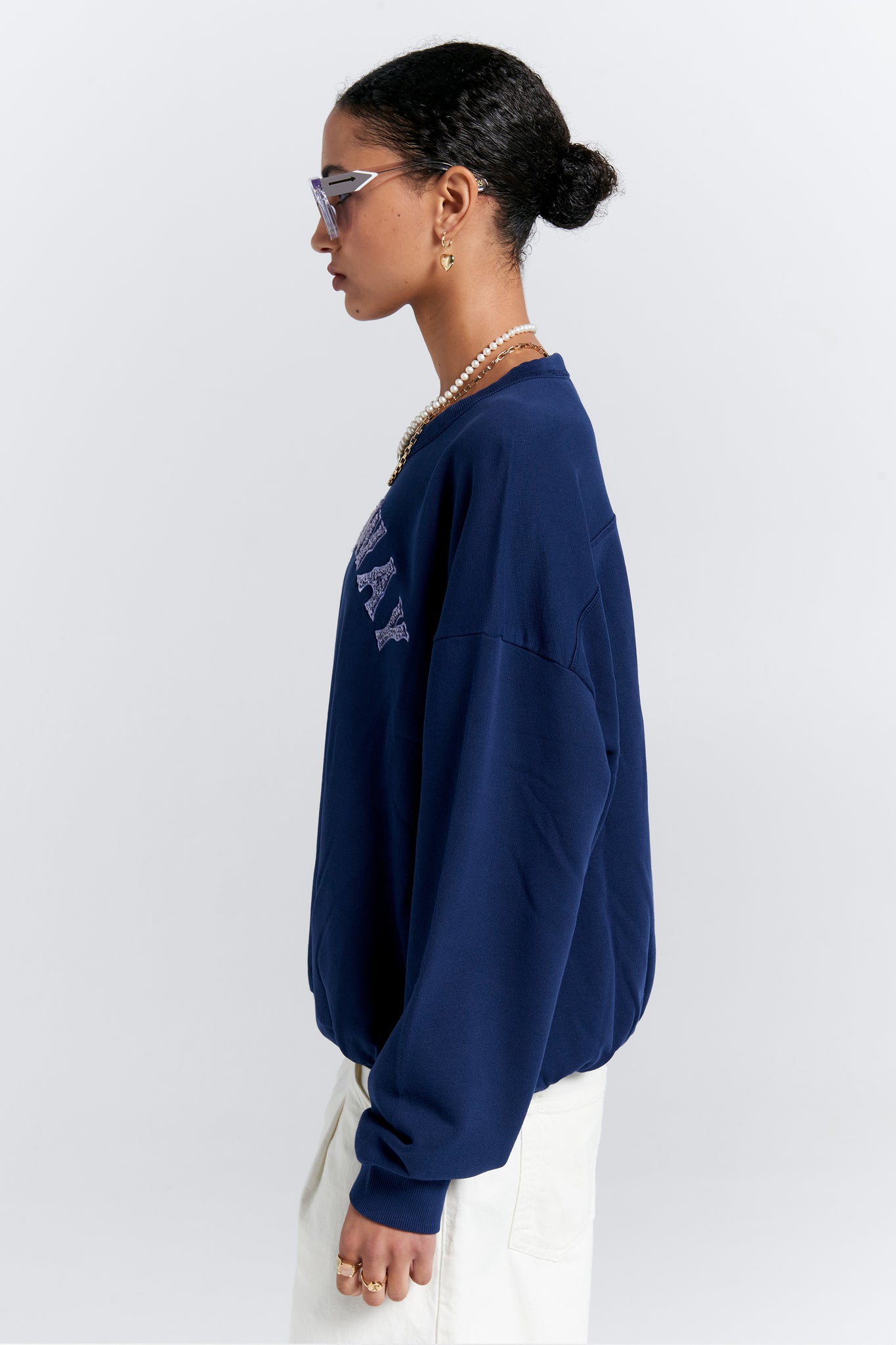 Runaway College Organic Cotton Crewneck Sweatshirt Navy