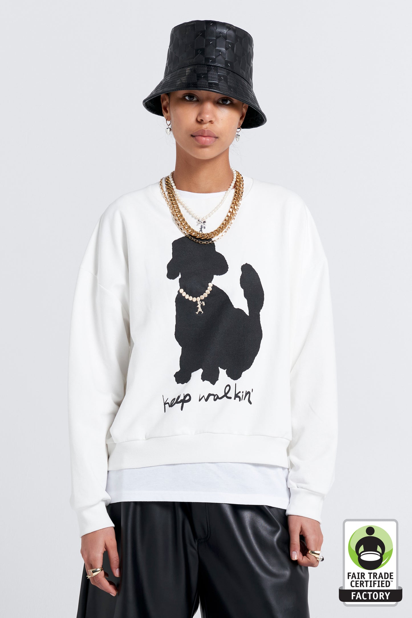 Keep Walkin' Organic Cotton Crewneck Sweatshirt Off-White