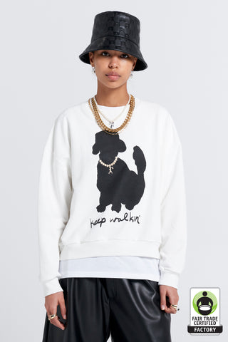 Keep Walkin' Organic Cotton Crewneck Sweatshirt Off-White