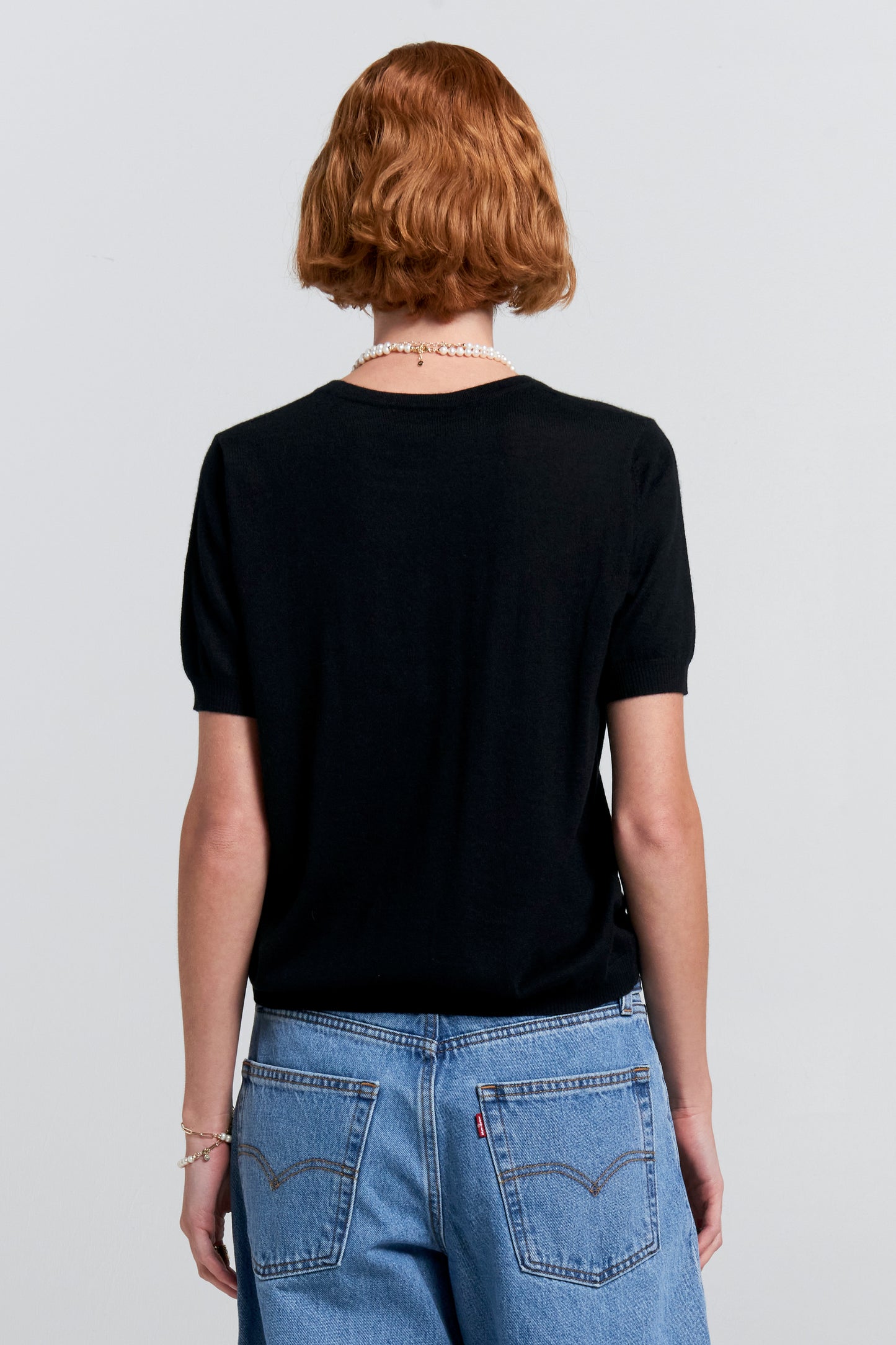 Fleur Cashmere T-Shirt Black