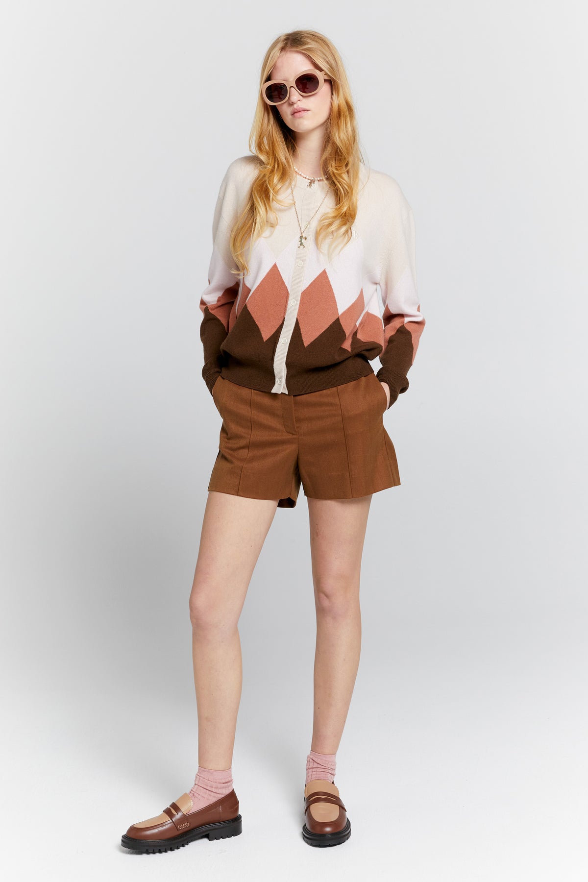 Posy Cashmere K Cardigan Autumn Argyle
