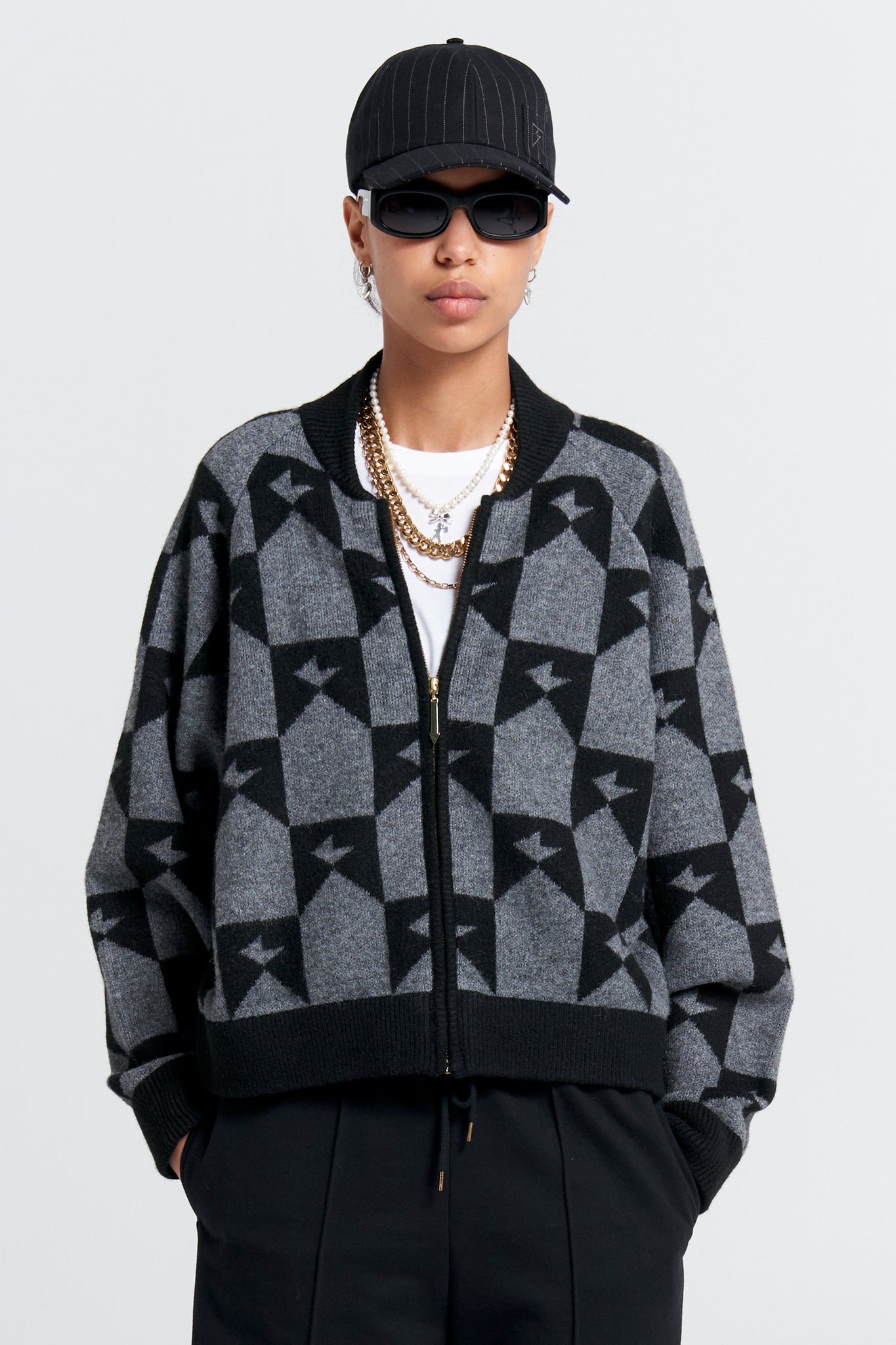 Monogram Knit Bomber Black