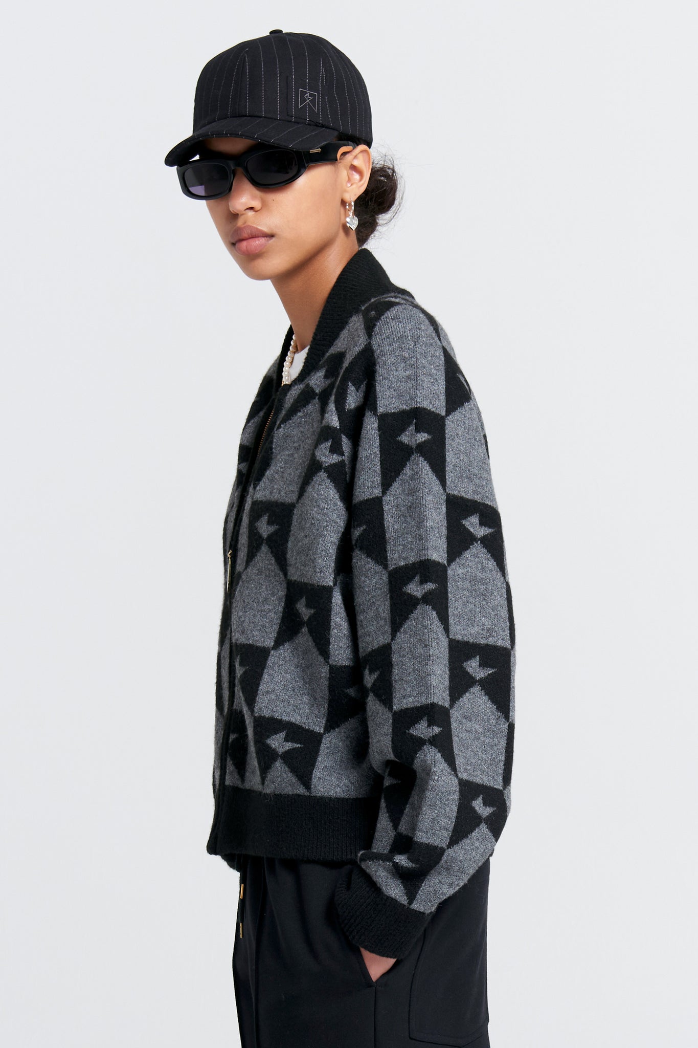 Monogram Knit Bomber Black