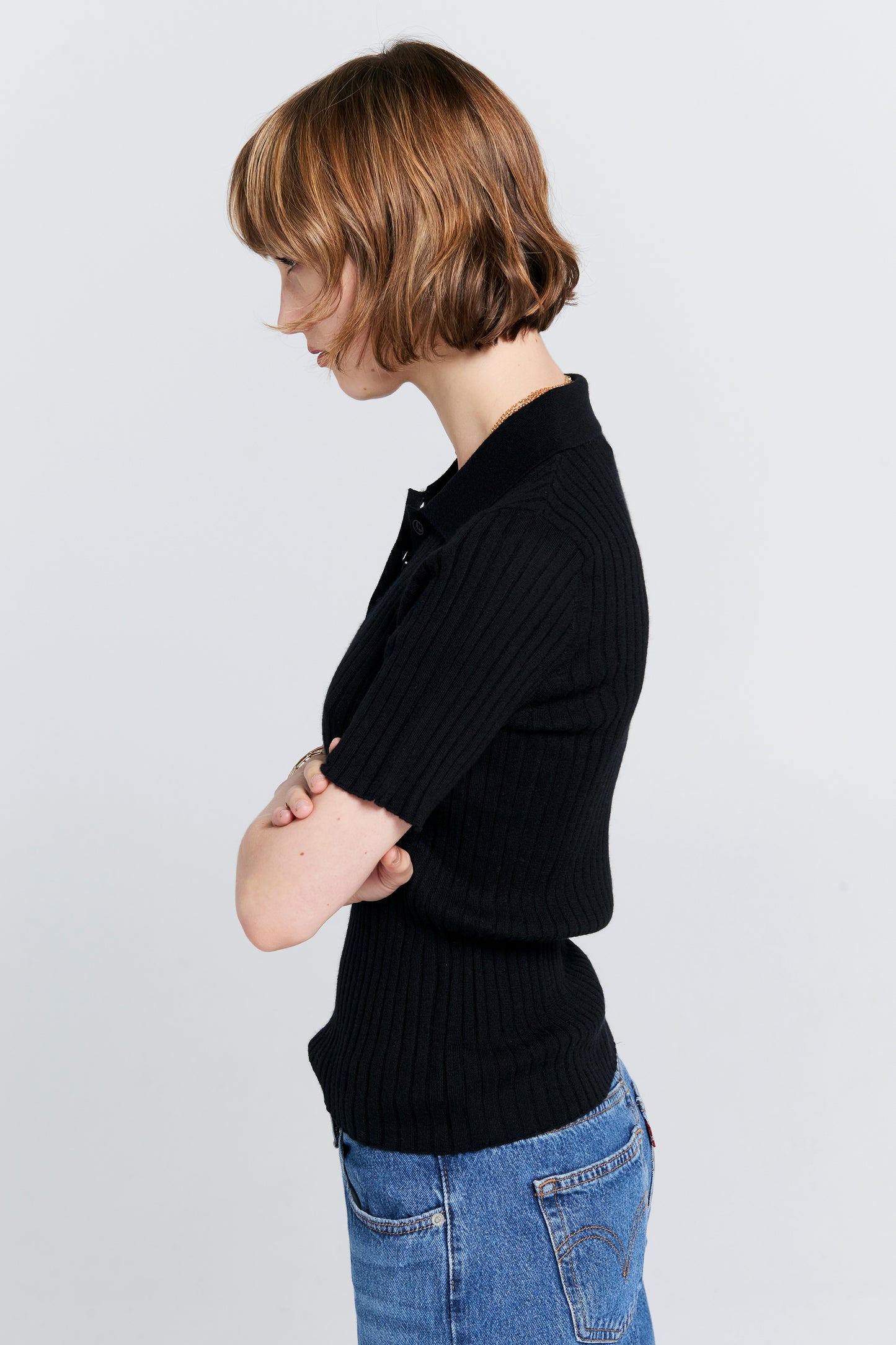 Peony Cashmere Polo Black