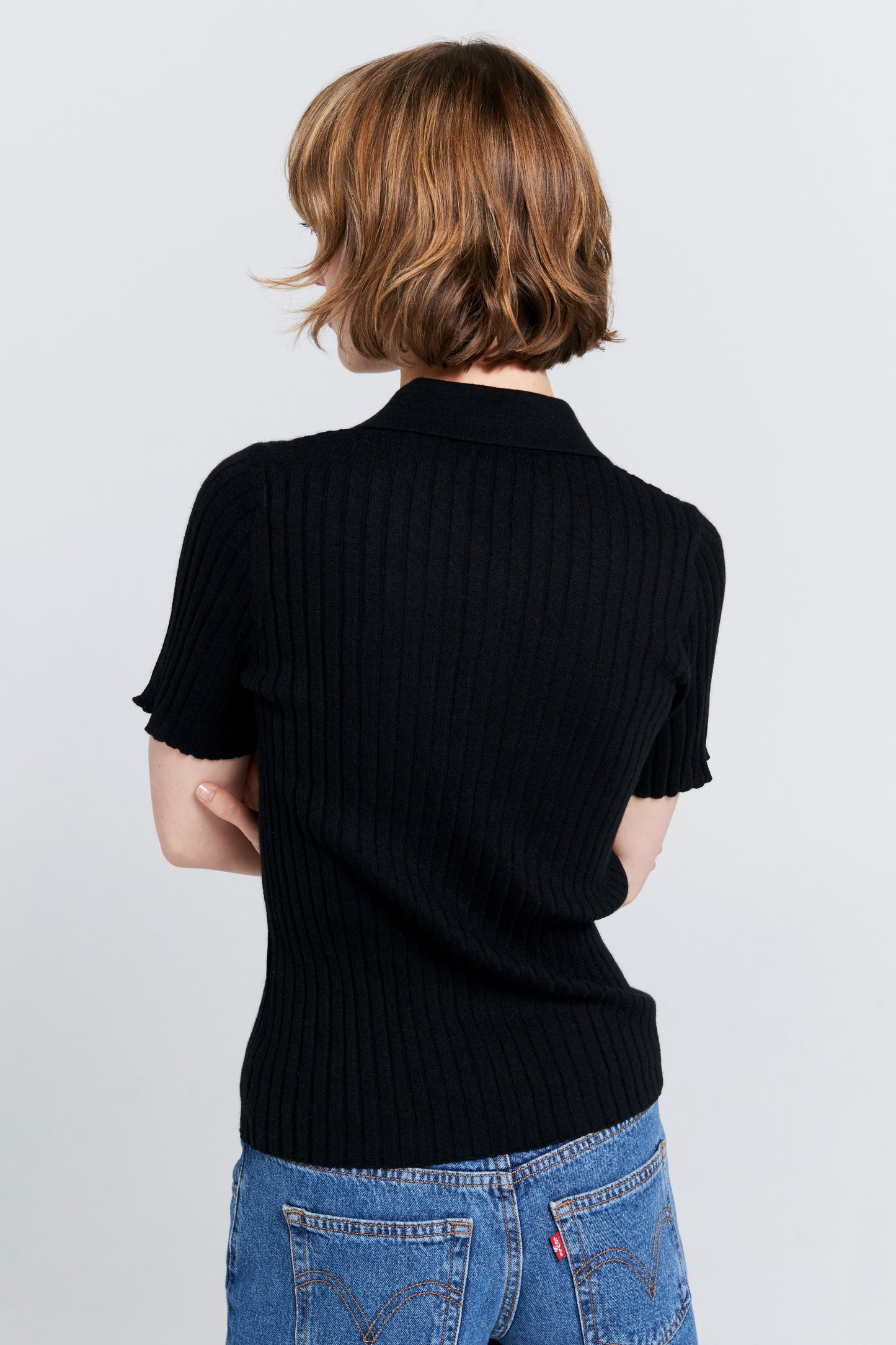 Peony Cashmere Polo Black