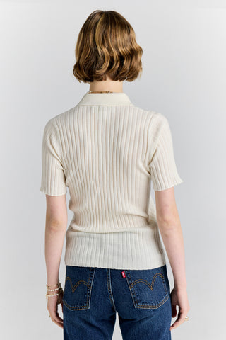 Peony Cashmere Polo Off-White