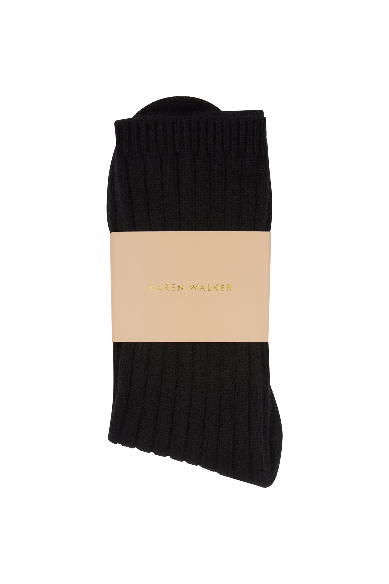 100% Cashmere Rib Socks Black