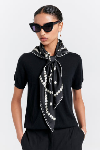 Runaway Pearls Classic Silk Scarf Black