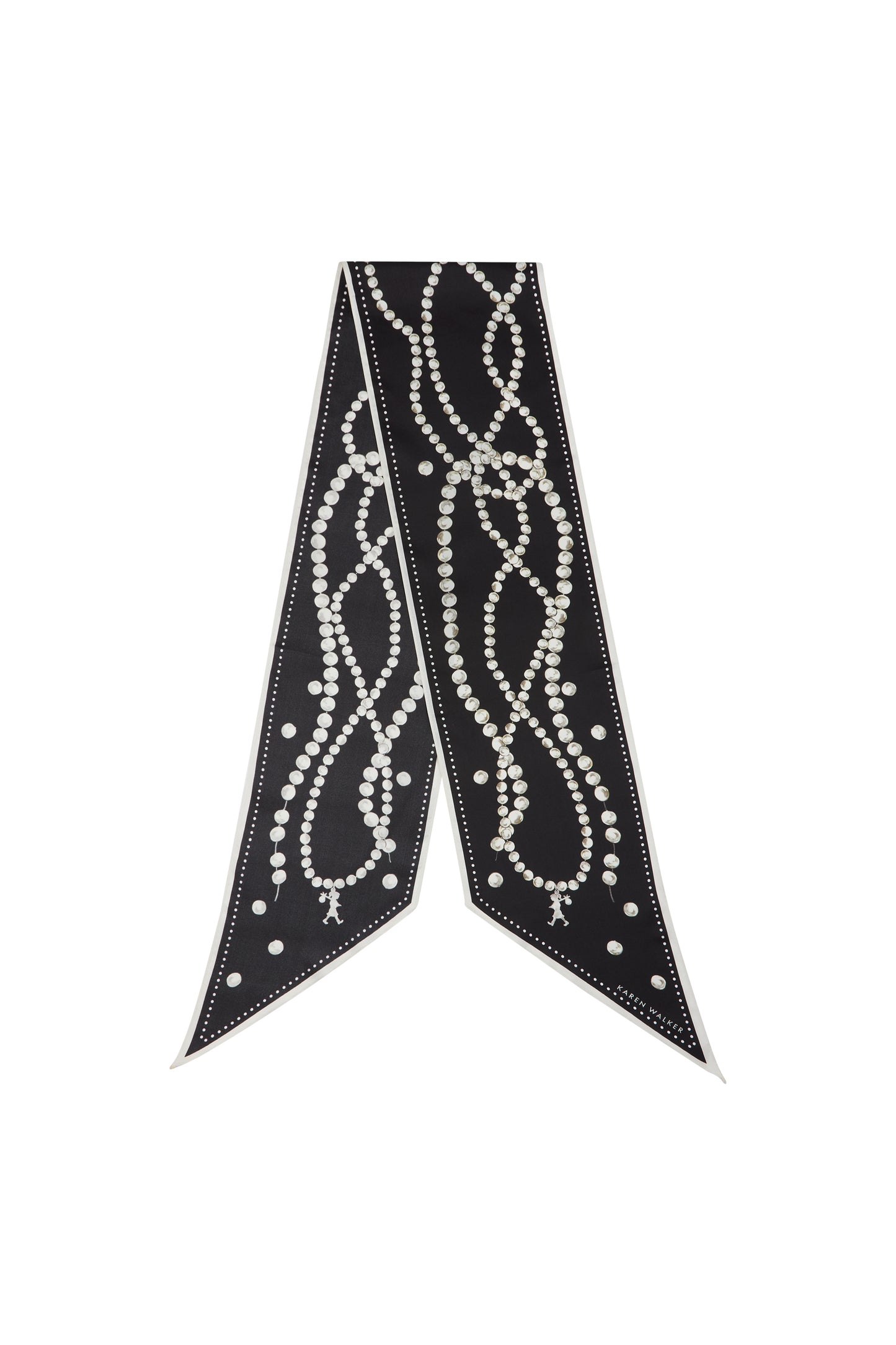 Runaway Pearls Sash Scarf Black