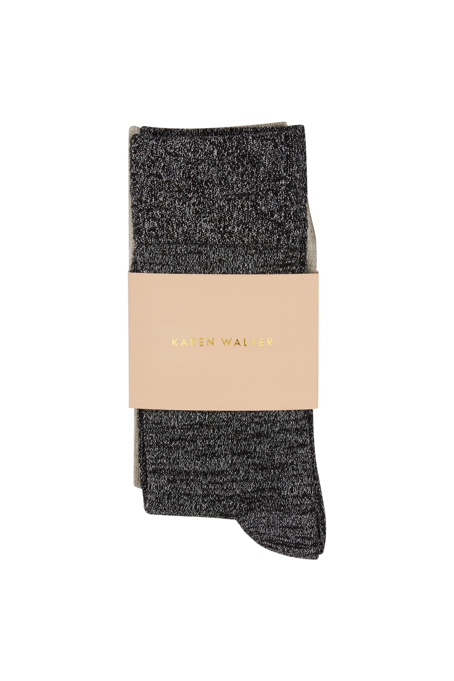 Glitter Socks 2 Pack Natural Silver/Black Silver