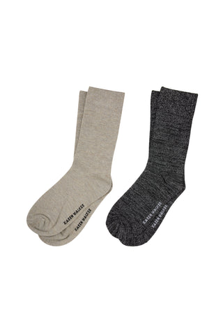 Glitter Socks 2 Pack Natural Silver/Black Silver