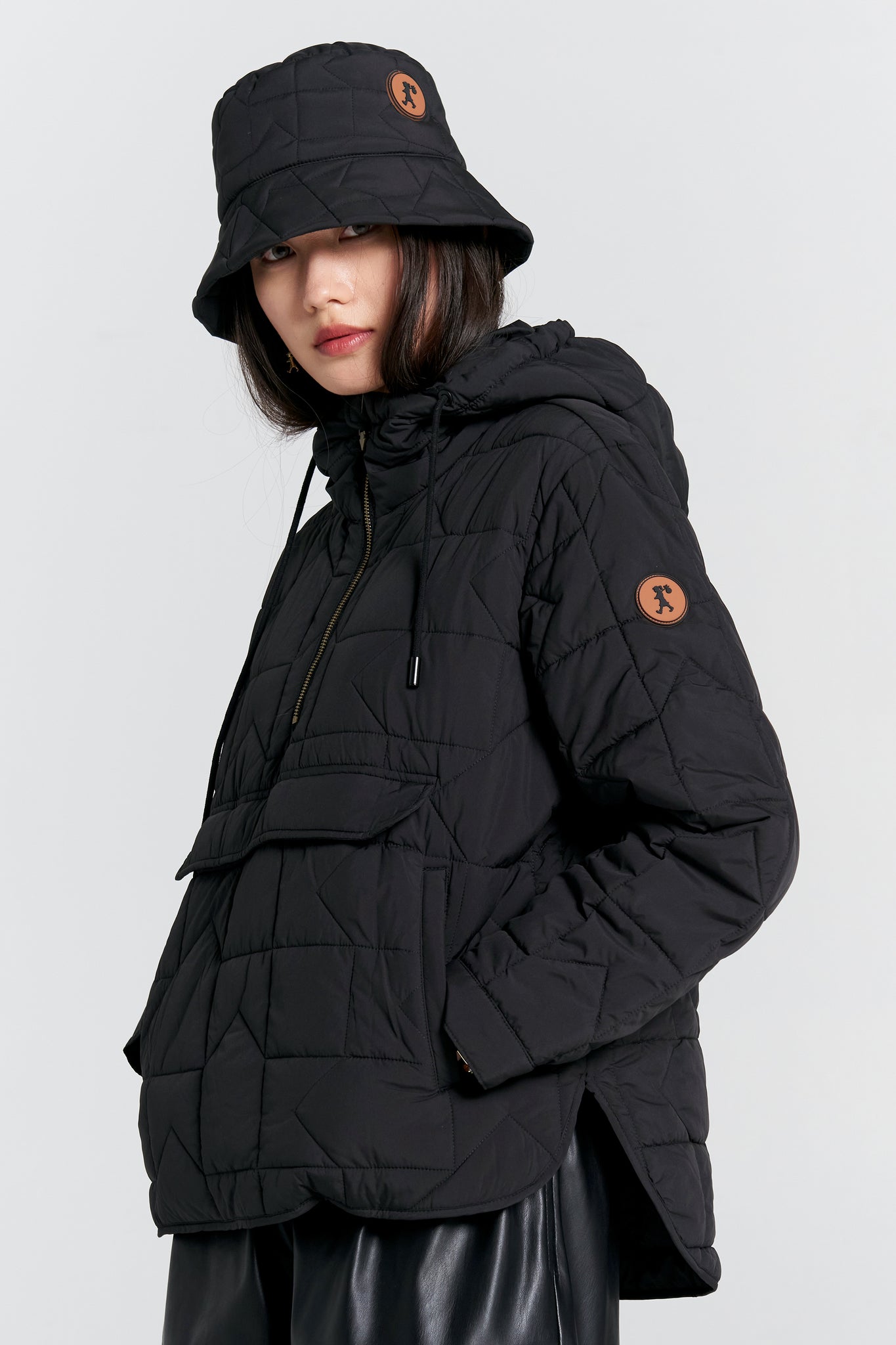 Quilted Monogram Bucket Hat Black