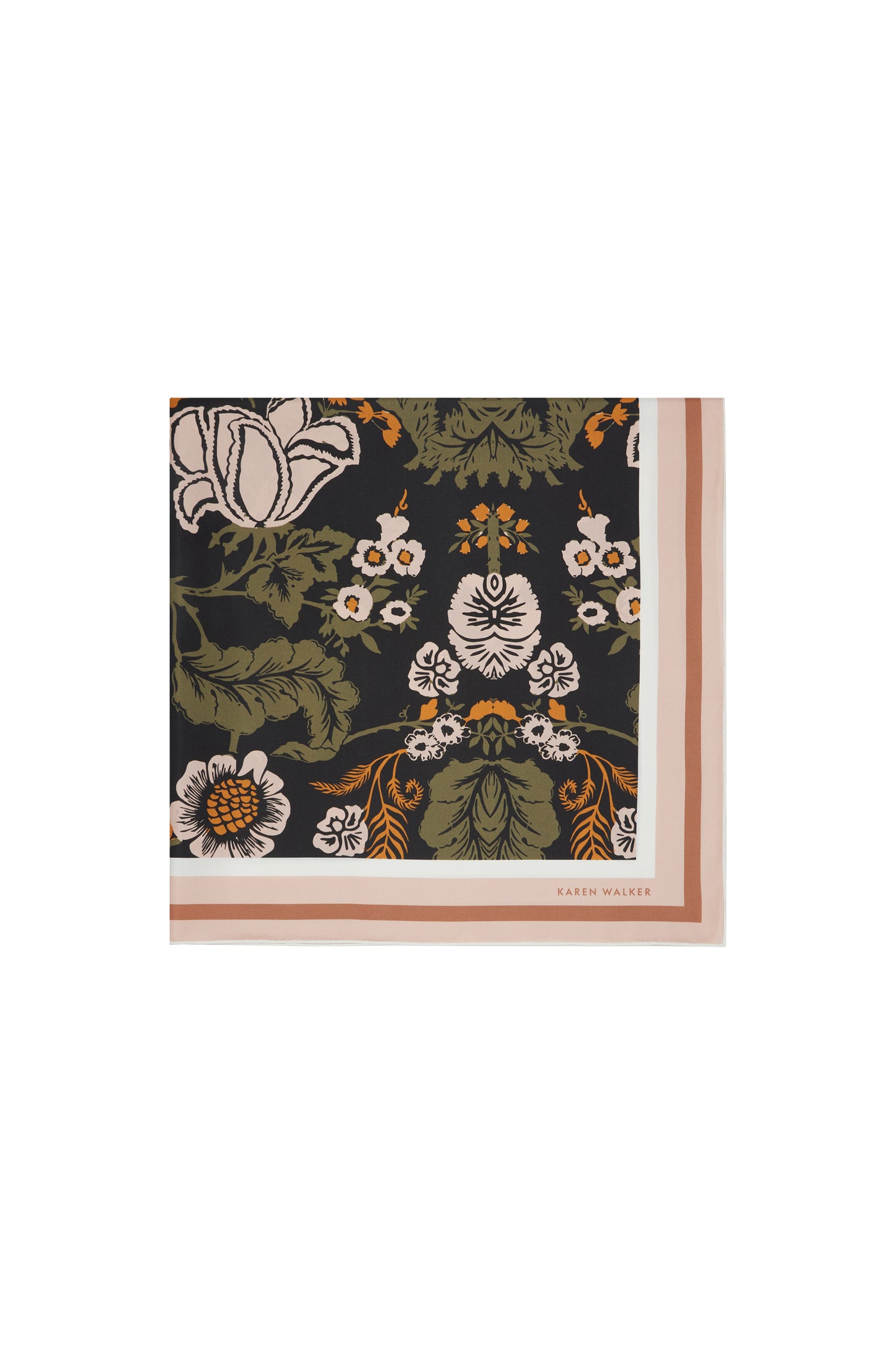Woodblock Floral Classic Scarf Black
