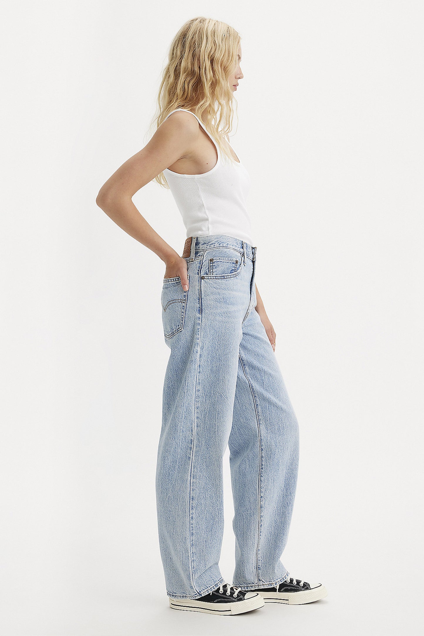 Baggy Dad Jeans Fan Flare Light Wash