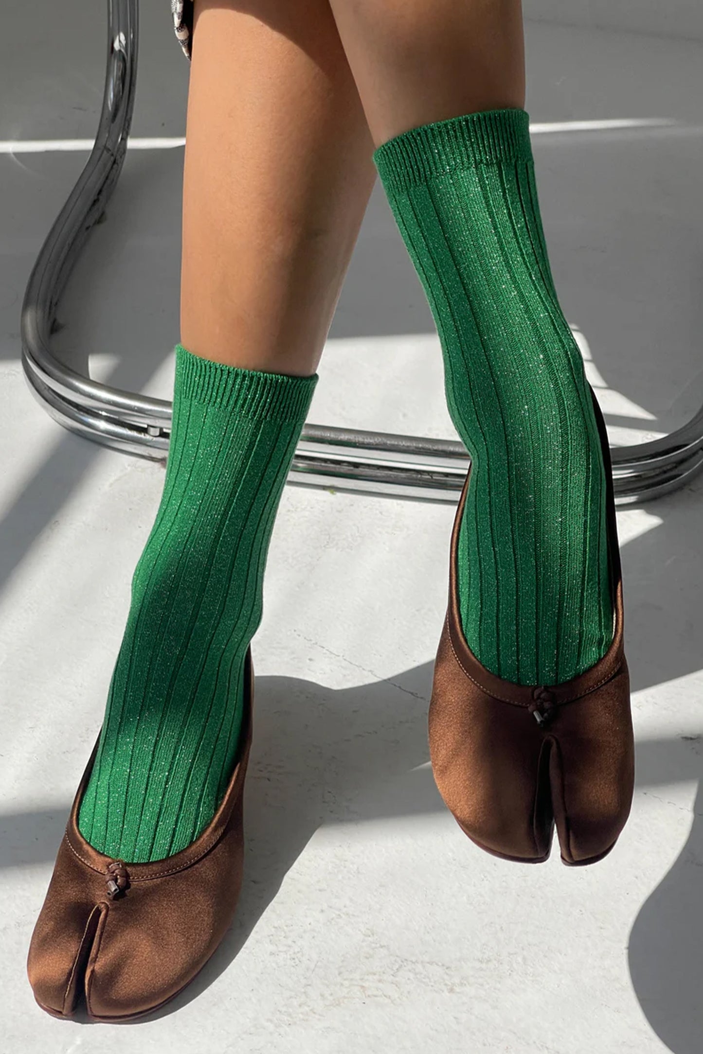 Her Socks Modal Lurex Emerald Glitter