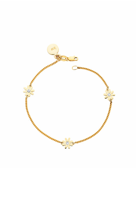 Daisy Bracelet with 3x70pc JK/I1 Diamonds Gold