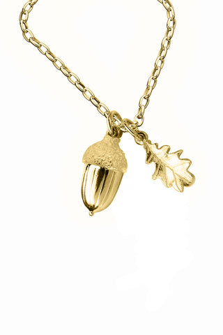 Acorn & Leaf Necklace Gold-Plated