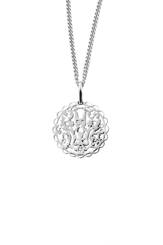 Filigree Rabbit Necklace Silver