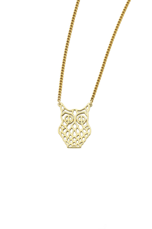 Filigree Owl Necklace Gold