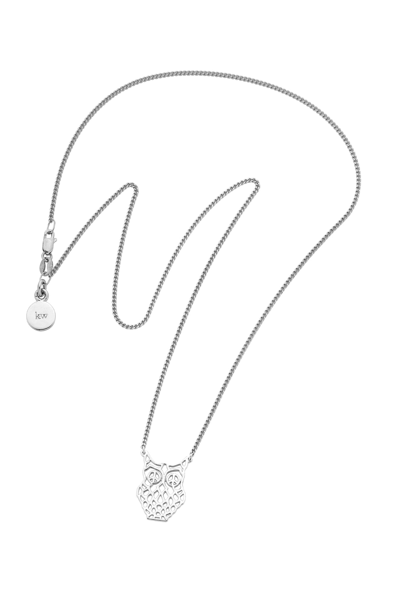 Filigree Owl Necklace Silver