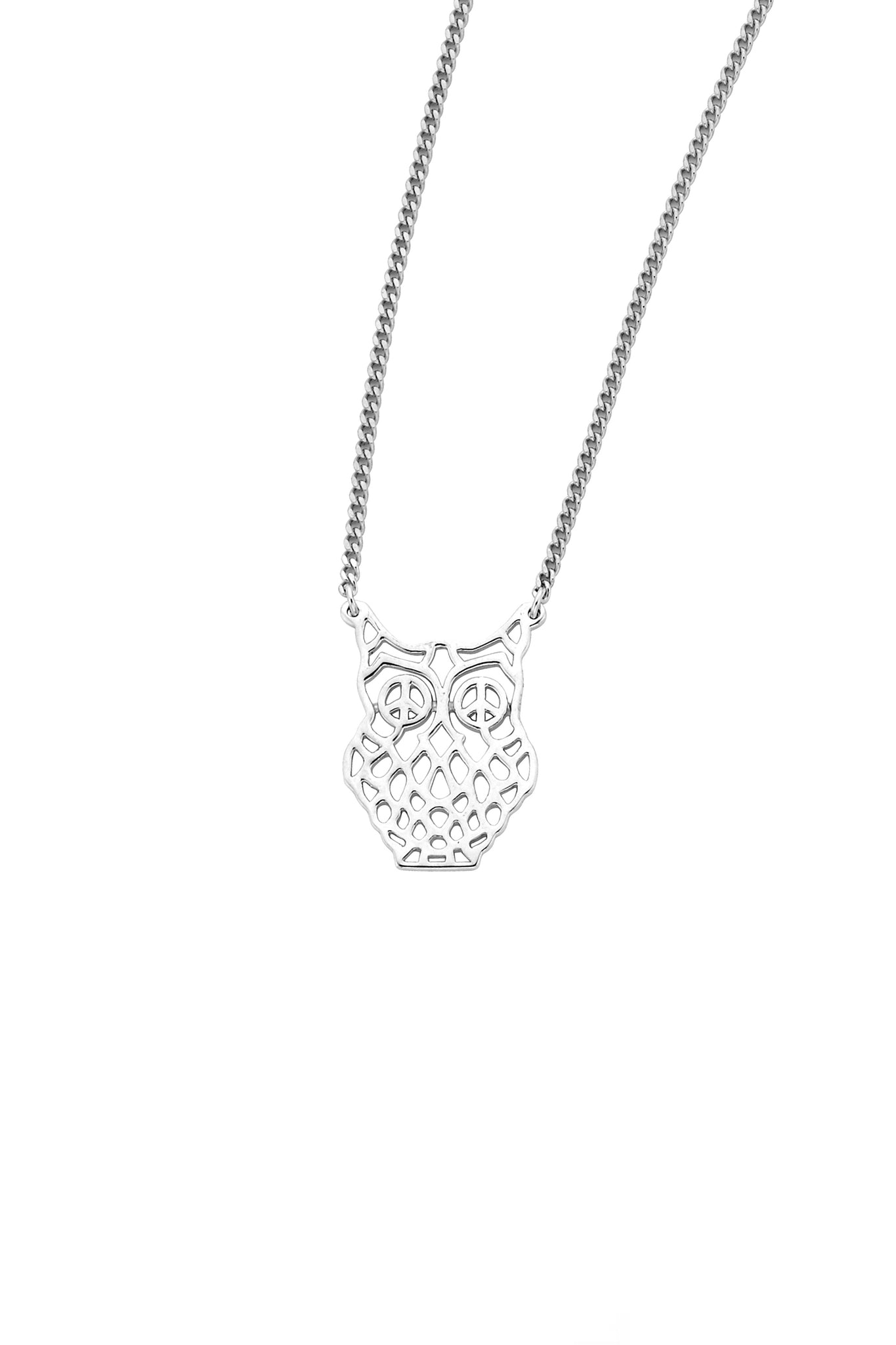 Filigree Owl Necklace Silver
